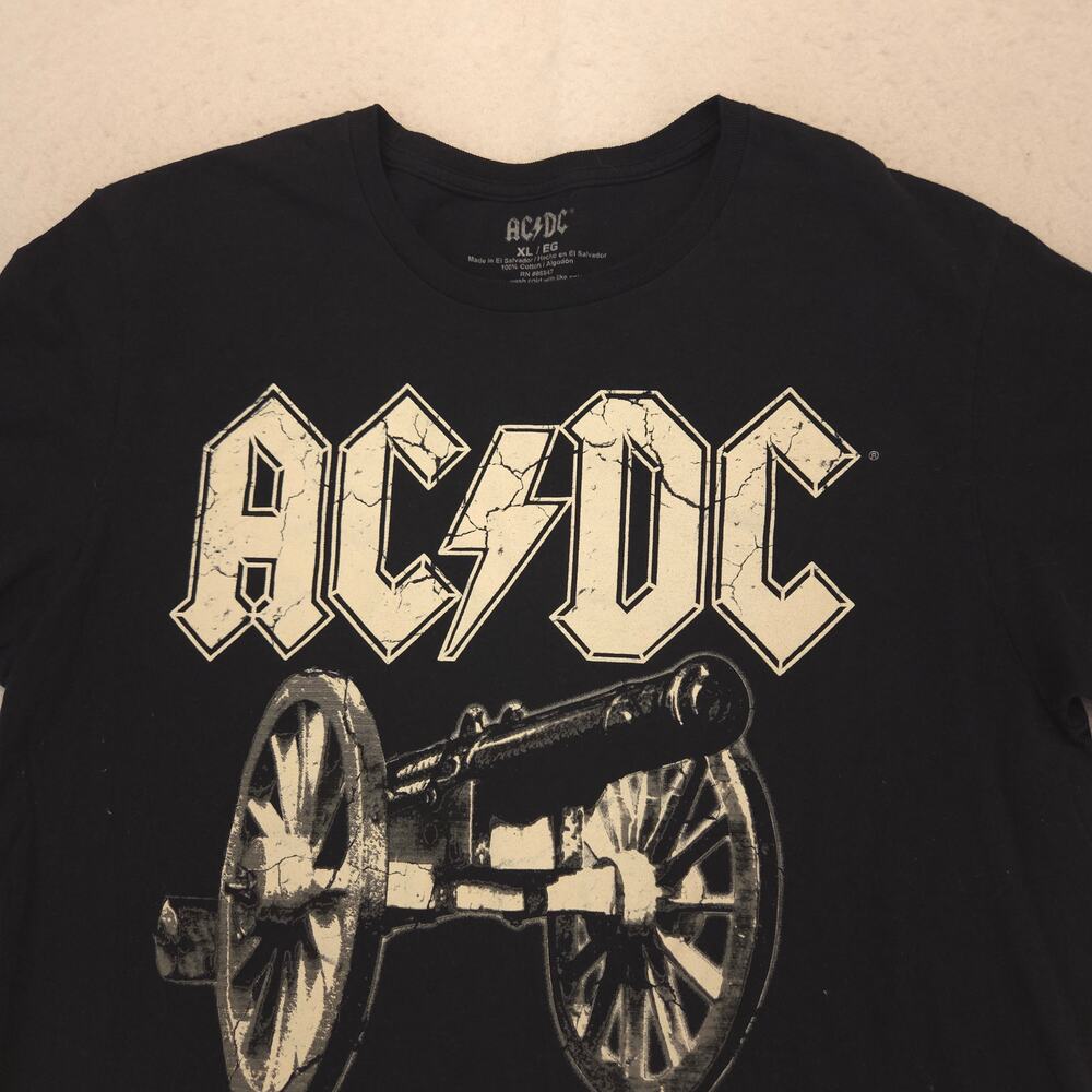 ACDC For Those About To Rock Band Crew Neck Graphic Shirt Mens Size XL Black